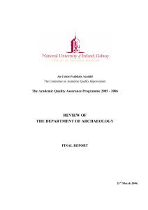 REVIEW OF THE DEPARTMENT OF ARCHAEOLOGY FINAL REPORT