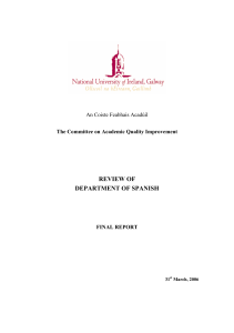 REVIEW OF DEPARTMENT OF SPANISH An Coiste Feabhais Acadúil