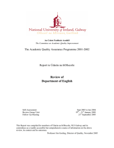 Review of Department of English The Academic Quality Assurance Programme 2001-2002