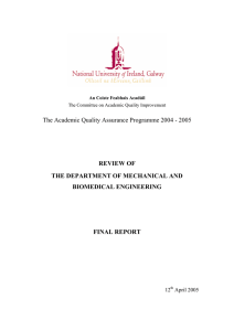 The Academic Quality Assurance Programme 2004 - 2005 REVIEW OF