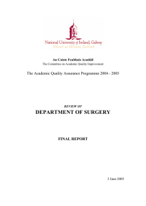 DEPARTMENT OF SURGERY The Academic Quality Assurance Programme 2004 - 2005