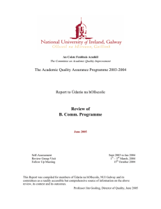 Review of B. Comm. Programme The Academic Quality Assurance Programme 2003-2004