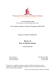 Review of B.Sc. in Marine Science The Academic Quality Assurance Programme 2002-2003