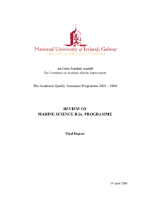 REVIEW OF MARINE SCIENCE B.Sc. PROGRAMME