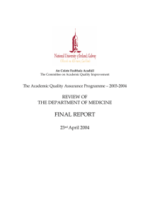 FINAL REPORT  REVIEW OF THE DEPARTMENT OF MEDICINE