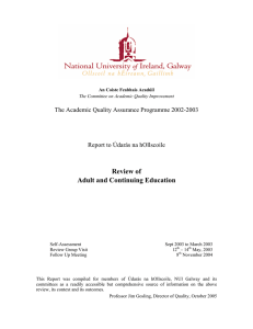 Review of Adult and Continuing Education The Academic Quality Assurance Programme 2002-2003