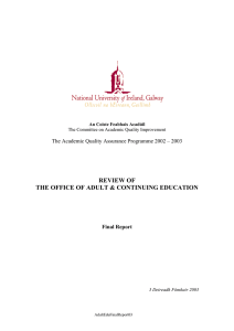 REVIEW OF THE OFFICE OF ADULT &amp; CONTINUING EDUCATION