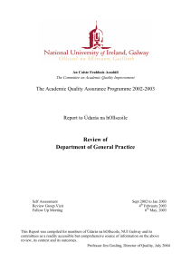 Review of Department of General Practice The Academic Quality Assurance Programme 2002-2003
