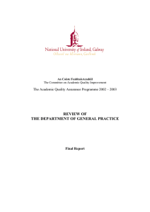 REVIEW OF THE DEPARTMENT OF GENERAL PRACTICE