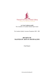 REVIEW OF MASTER OF ARTS IN JOURNALISM Final Report