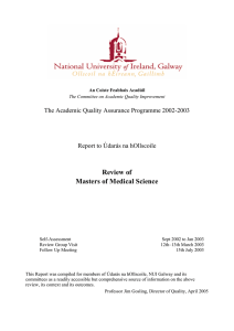 Review of Masters of Medical Science The Academic Quality Assurance Programme 2002-2003