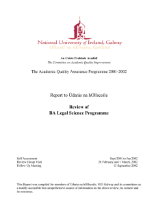 Report to Údarás na hOllscoile Review of BA Legal Science Programme