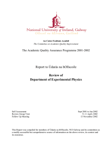 Report to Údarás na hOllscoile Review of Department of Experimental Physics