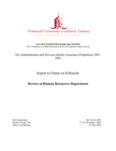 Report to Údarás na hOllscoile Review of Human Resources Department