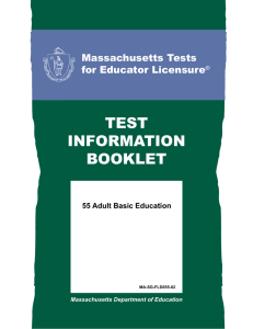 TEST INFORMATION BOOKLET Massachusetts Tests