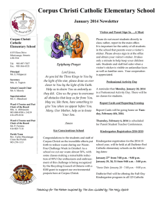 Corpus Christi Catholic Elementary School  January 2014 Newsletter Corpus Christi