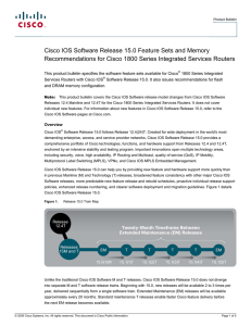 Cisco IOS Software Release 15.0 Feature Sets and Memory