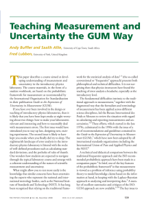 T Teaching Measurement and Uncertainty the GUM Way Andy Buffler and Saalih Allie,