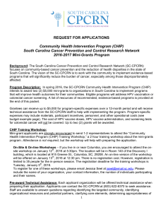 REQUEST FOR APPLICATIONS Community Health Intervention Program (CHIP)