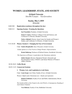 WOMEN, LEADERSHIP, STATE, AND SOCIETY Schedule Al-Quds University