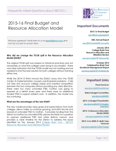 2015-16 Final Budget and Resource Allocation Model  Important Documents