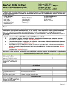Crafton Hills College Basic Skills Committee Agenda Date: April 29,  2015