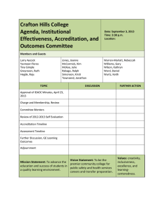 Crafton Hills College Agenda, Institutional Effectiveness, Accreditation, and Outcomes Committee