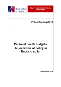 Personal health budgets: An overview of policy in England so far