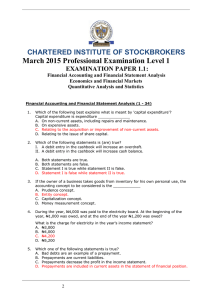 March 2015 Professional Examination Level 1 CHARTERED INSTITUTE OF STOCKBROKERS