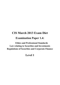 CIS March 2013 Exam Diet Examination Paper 1.4: