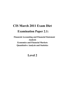 CIS March 2011 Exam Diet Examination Paper 2.1: