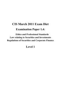 CIS March 2011 Exam Diet Examination Paper 1.4: