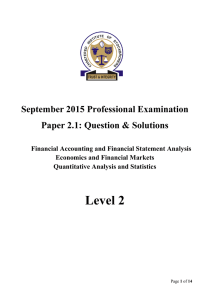 September 2015 Professional Examination Paper 2.1: Question &amp; Solutions