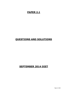 PAPER 2.1 QUESTIONS AND SOLUTIONS SEPTEMBER 2014 DIET