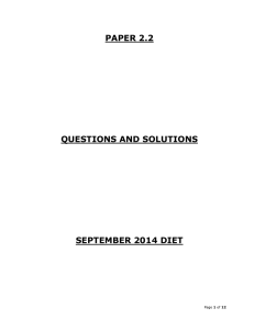 PAPER 2.2 QUESTIONS AND SOLUTIONS SEPTEMBER 2014 DIET