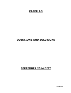 PAPER 2.3 QUESTIONS AND SOLUTIONS SEPTEMBER 2014 DIET