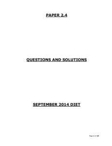 PAPER 2.4 QUESTIONS AND SOLUTIONS SEPTEMBER 2014 DIET