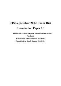 CIS September 2012 Exam Diet Examination Paper 2.1: