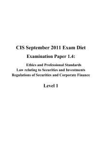 CIS September 2011 Exam Diet Examination Paper 1.4: