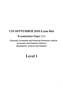 CIS SEPTEMBER 2010 Exam Diet Examination Paper 1.1: