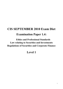 CIS SEPTEMBER 2010 Exam Diet Examination Paper 1.4: