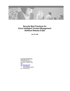 Security Best Practices for Cisco Intelligent Contact Management Software Release 6.0(0)