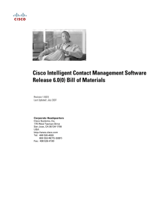 Cisco Intelligent Contact Management Software Release 6.0(0) Bill of Materials Revision 1.0(22)