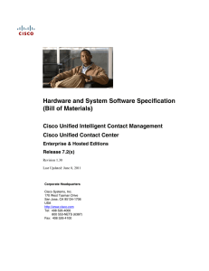 Hardware and System Software Specification (Bill of Materials)