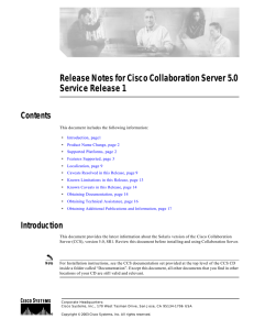 Release Notes for Cisco Collaboration Server 5.0 Service Release 1 Contents
