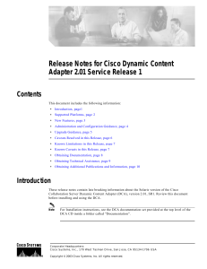 Release Notes for Cisco Dynamic Content Adapter 2.01 Service Release 1 Contents