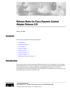 Release Notes for Cisco Dynamic Content  Contents