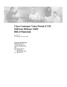 Cisco Customer Voice Portal (CVP) Software Release 3.0(0) Bill of Materials