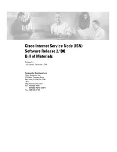 Cisco Internet Service Node (ISN) Software Release 2.1(0) Bill of Materials