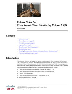 Cisco Remote Silent Monitoring Release 1.0(1) Contents April 28, 2008